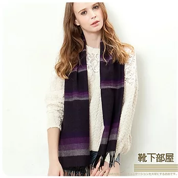 【靴下部屋】日安巴黎˙線條織紋圍巾-深紫色