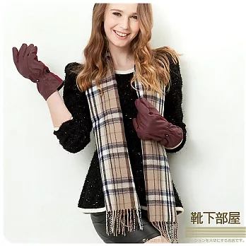 【靴下部屋】英格蘭約克風格紋圍巾-卡其駝藍格