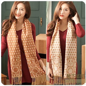 【靴下部屋】泰狄熊寶寶˙雙色織長版圍巾(榛果橘可可)