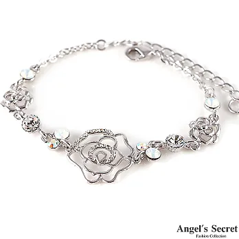 【Angel’s Secret】薔薇花語˙水晶之戀手鍊-銀白K˙白鑽
