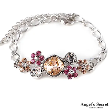 【Angel’s Secret】絢城花戀˙水晶鑽飾手鍊-銀白K˙香檳粉鑽