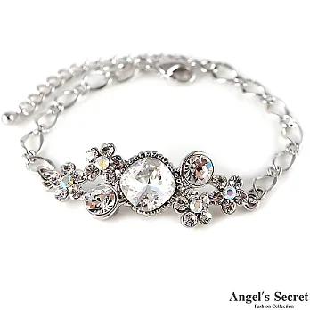 【Angel’s Secret】絢城花戀˙水晶鑽飾手鍊-銀白K˙璀璨白鑽