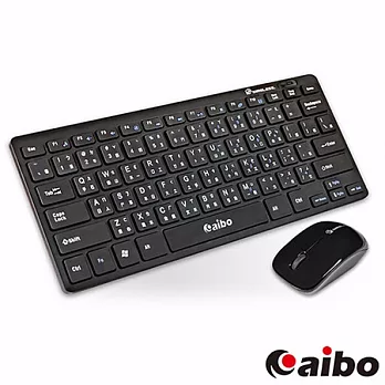 aibo 2.4G 無線時尚輕巧多媒體鍵盤滑鼠組-黑色