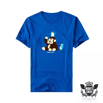 【男人幫 】FP032*【ZOBOO獨創玩味設計款猩猩動物圖型短袖T恤】L翠藍色