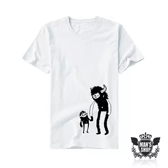 【男人幫】T0833*經SGS商品合核【小腳怪趣味圖型短袖T恤】純棉全省專櫃可換貨M白色