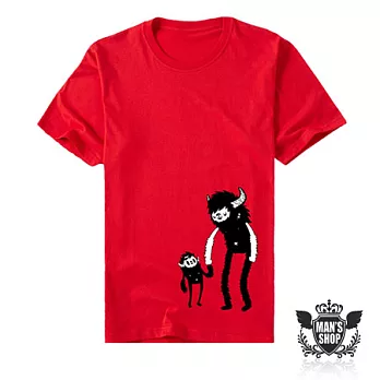 【男人幫】T0833*經SGS商品合核【小腳怪趣味圖型短袖T恤】純棉全省專櫃可換貨M紅色