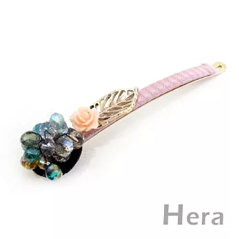 【Hera】綻放情意 優雅玫瑰搭配切面珠一字造型髮夾(甜美粉)