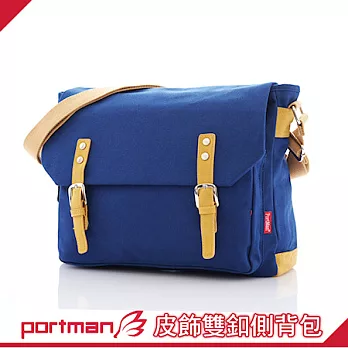 PORTMAN 皮飾雙釦IPAD側背包PM131015海軍藍