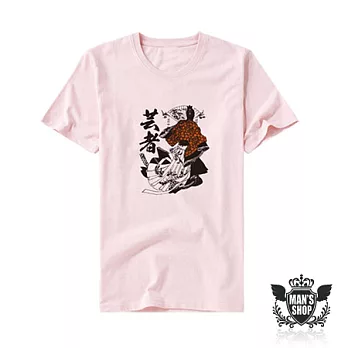 【男人幫 】T0857*【植絨復古質感和服名姬短袖T恤】S粉紅