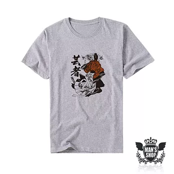 【男人幫 】T0857*【植絨復古質感和服名姬短袖T恤】M淺灰