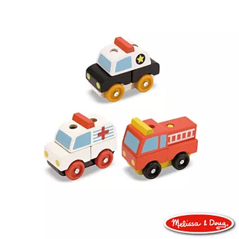 美國瑪莉莎 Melissa & Doug疊疊樂系列 – 木製救援積木組合車