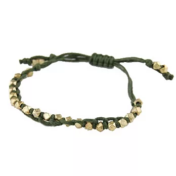 【SHASHI】美國品牌1 Row Golden Nugget單排金塊幸運手鍊墨綠