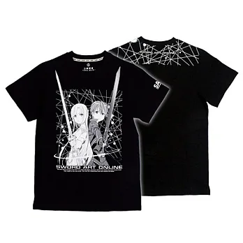 刀劍神域-潮流T-shirt(桐人&亞絲娜)XL黑色