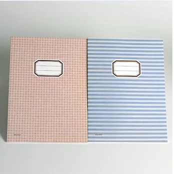 旅行風16K橫線定頁筆記本 - 粉紅&藍條