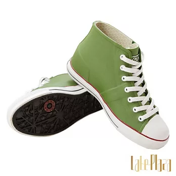GOA街頭時尚.女款內增高帆布款橡膠雨鞋36綠