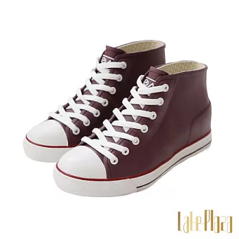 GOA街頭時尚.女款內增高帆布款橡膠雨鞋36紫