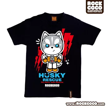 Huskyx3 X ROCKCOCO 哈士奇救難T - 搖滾黑XS黑色
