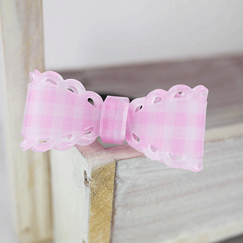【PinkyPinky Boutique】甜美格子紋蝴蝶結髮束(粉紅色)