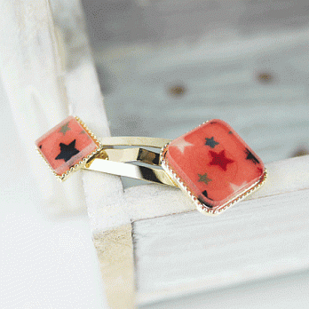 【PinkyPinky Boutique】可愛方塊星星髮夾(粉紅色)