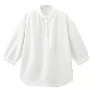 [MUJI 無印良品]女棉絲七分袖套衫S白色