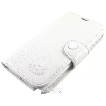 KooPin Samsung Galaxy Note 2 (N7100) 雙料縫線 側掀(立架式)皮套科技白