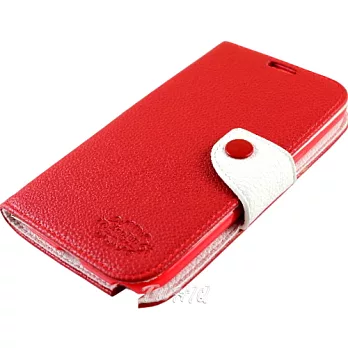 KooPin Samsung Galaxy Note 2 (N7100) 雙料縫線 側掀(立架式)皮套豔情紅