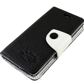KooPin HTC Butterfly 蝴蝶機(X920D) 雙料縫線 側掀(立架式)皮套伯爵黑