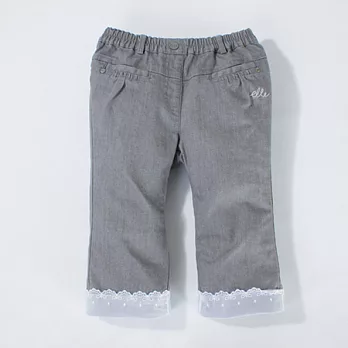百事特童裝e店【ELLE】花邊牛仔七分褲130灰