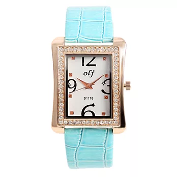 Watch-123 練習曲-雜誌示範晶鑽腕錶-粉藍色帶