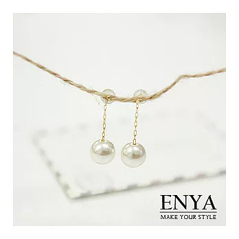 Enya★優雅珍珠耳環金色