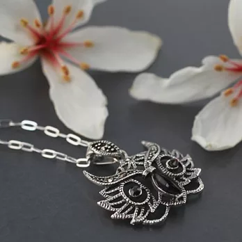 勇者貓頭鷹日光版純銀墜子‧附蠟皮繩