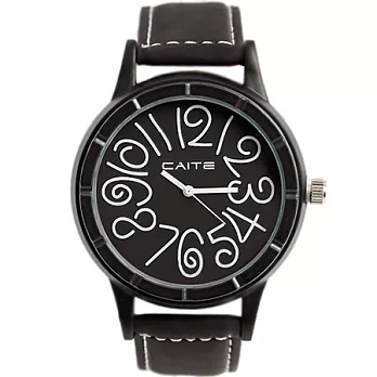 Watch-123 花邊公主-首爾潮流麂皮腕錶x黑色帶-黑