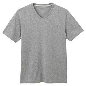 [MUJI 無印良品]男有機棉V領短袖T恤S灰色