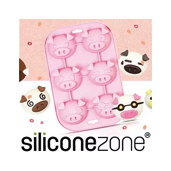 【Siliconezone 】施理康耐熱粉紅小豬造型瑪芬蛋糕模