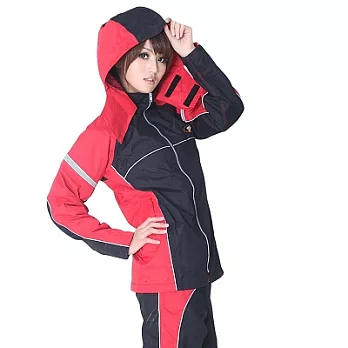 BrightDay風雨衣兩件式 - 蜜絲絨重機款L經典紅