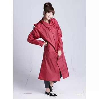 BrightDay風雨衣連身式 - 日系印花前開款2XL紅白點