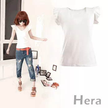【Hera】花邊衣秀 棉質百搭圓領T恤(五色-白色)