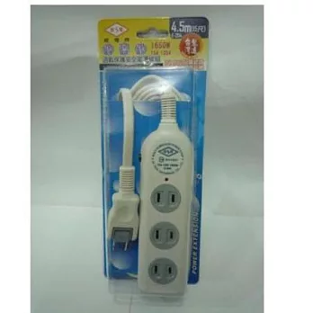 威電 2孔4座延長線15尺(E204-15尺)