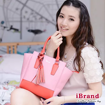 【iBrand 天然皮革】輕盈風‧繽紛牛皮流蘇包HS-IB-1343-P-玫瑰粉