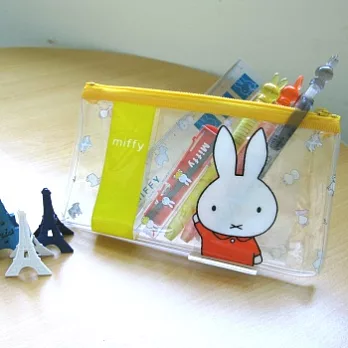 米飛miffy 透明筆袋方平-黃