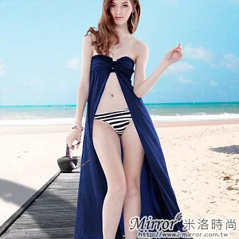 【Mirror米洛時尚】V環顯瘦罩衫洋裝 MIT台灣製造S深藍