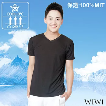 【WIWI】保證100%MIT遮熱吸排節能涼感V領衫(經典黑 男 M-XL)XL經典黑