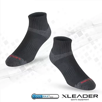 【LEADER】COOLMAX/除臭/機能運動襪無 黑色
