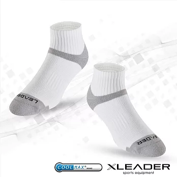 【LEADER】COOLMAX/除臭/機能運動襪無 白灰
