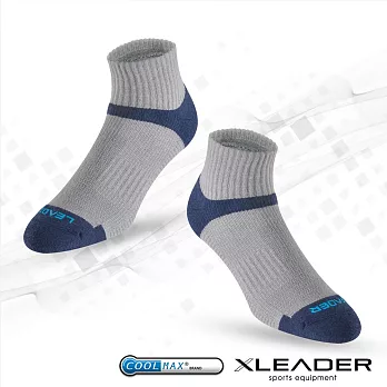 【LEADER】COOLMAX/除臭/機能運動襪無 灰藍
