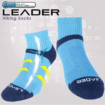 【LEADER】COOLMAX/除臭/機能運動襪無 亮藍雙色
