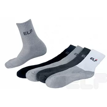 ELF 竹炭3/4束底氣墊除臭襪-黑/深灰/淺灰/白(灰底) 共6雙入 (5812)