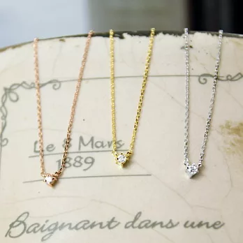 ECO安珂.單顆水鑽 秀氣925純銀鎖骨項鍊玫瑰金