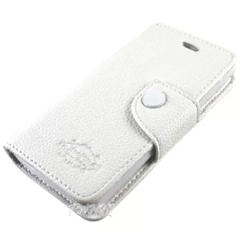 KooPin HTC Desire X 雙料縫線 側掀(立架式)皮套科技白