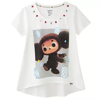 大耳查布Cheburashka寶石寶石我愛你假項鍊T-shirt/耀眼白/女版S白色